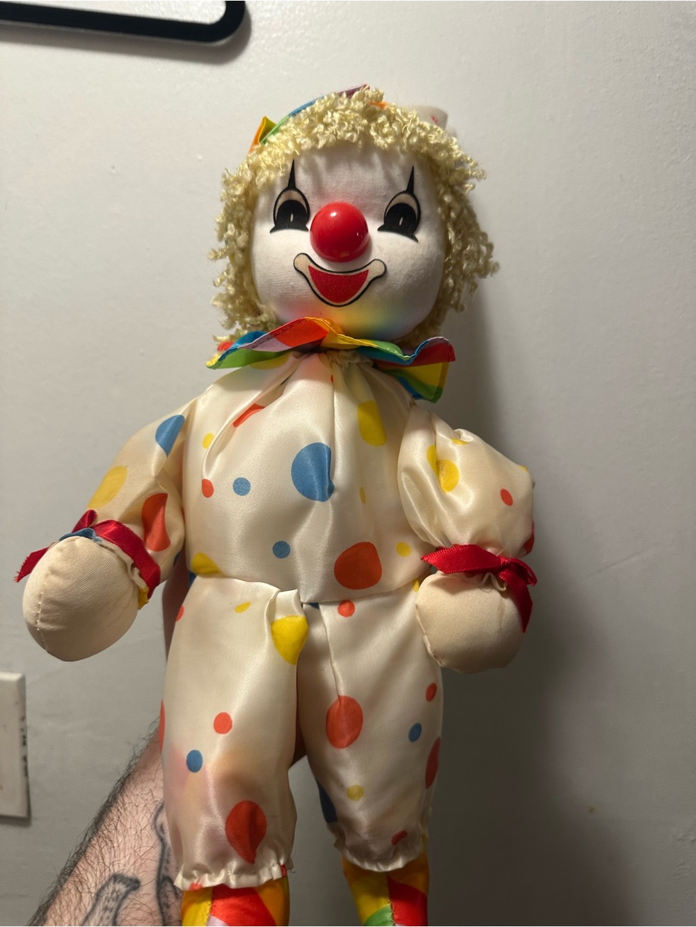 Vintage 1990 Musical Clown Doll Plays “It’s a Small World” Plush Four Star